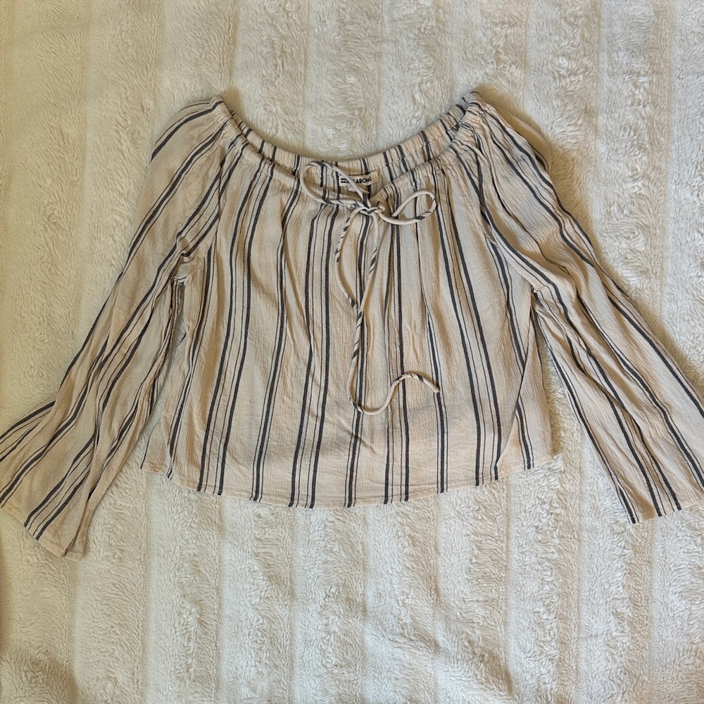 Bell sleeve Striped Off-Shoulder peasant top
